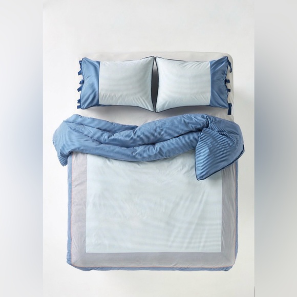 Anthropologie Livia Cotton Stripe Printed Duvet Cover and 2 Shams King